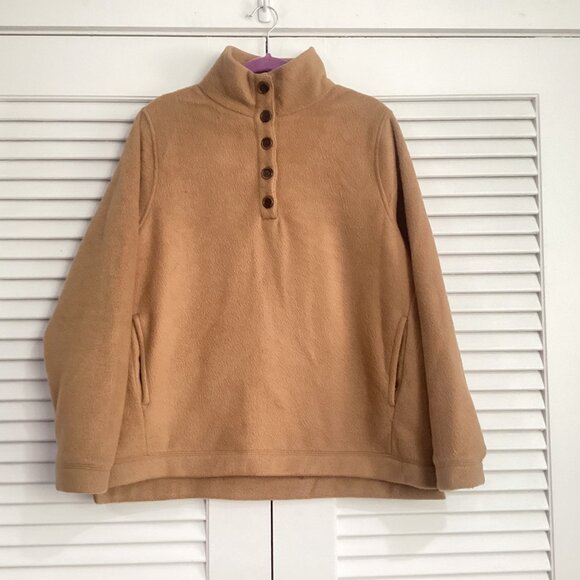 J. Crew Women’s Fleece Sherpa Button Front Tunic Pullover Size L - Picture 3 of 13